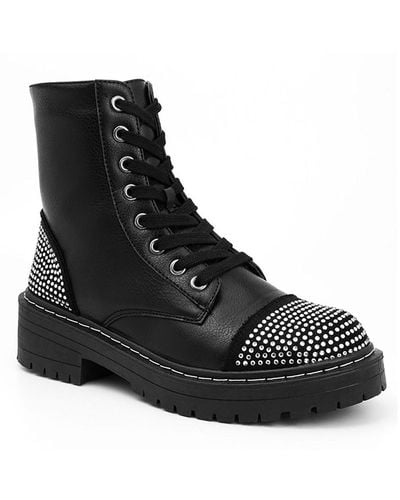 Sugar Kalina Ankle Pull On Combat & Lace-up Boots - Black