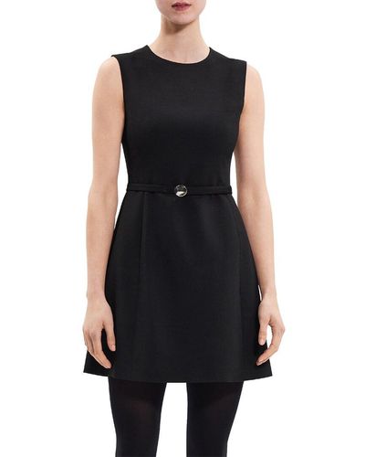 Theory Sculpted Wool-blend Mini Dress - Black