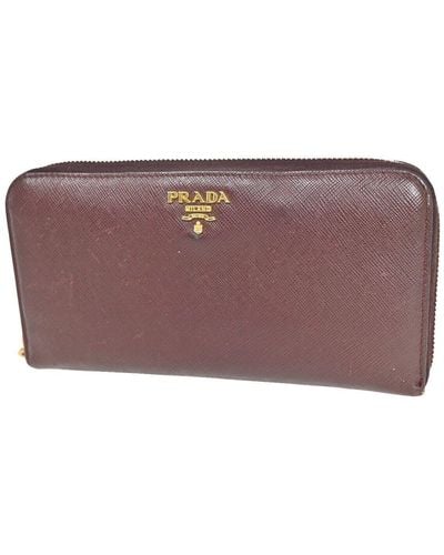 Prada Saffiano Leather Wallet (pre-owned) - Purple