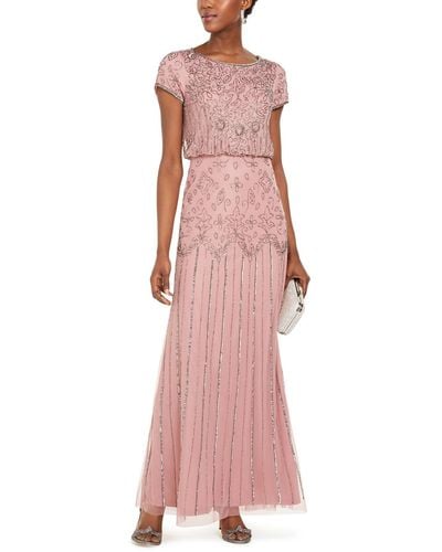 Adrianna Papell Chiffon Embellished Formal Dress - Pink