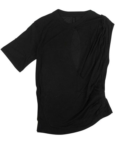 Unravel Project Silk Draped T-shirt - Black