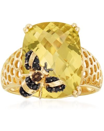 Ross-Simons Lemon Quartz Bee Ring With Multi-gemstone Accents - Yellow