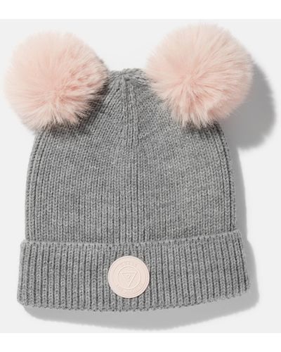 Guess Factory Double Pom Beanie - Gray