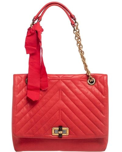 Lanvin Quilted Leather Medium Happy Shoulder Bag - Red