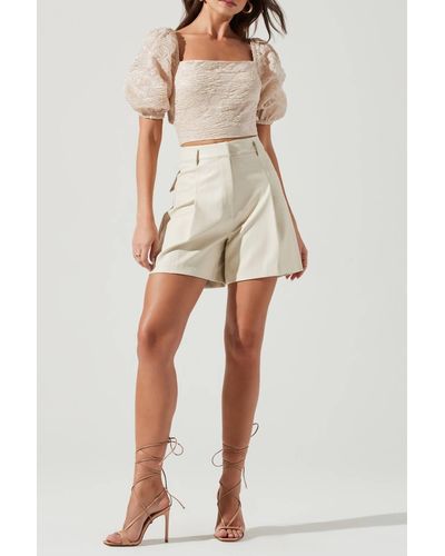 Astr Wilma Faux Leather Shorts - Natural