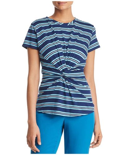 Kenneth Cole Printed Knot-front Casual Top - Blue
