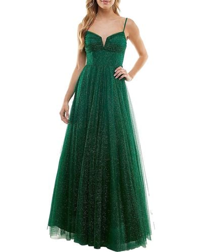 City Studios Juniors Glitter Prom Evening Dress - Green