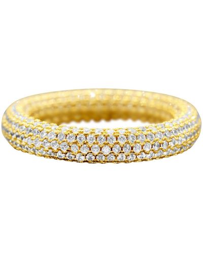 Adornia Crystal Eternity Rounded Band Ring Gold - Metallic