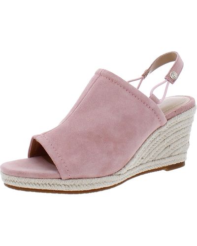 NYDJ Cai Suede Peep-toe Wedge Sandals - Pink