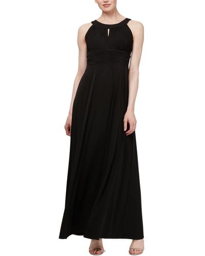 SLNY Sleeveless Pleated Formal Dress - Black