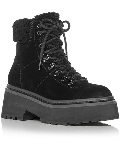 Aqua Thea Suede Zipper Winter & Snow Boots - Black