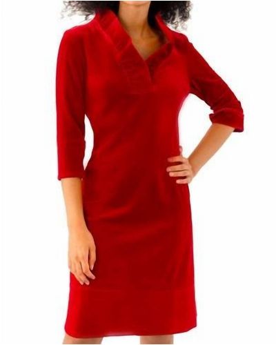 Gretchen Scott Ruffneck Dress - Red