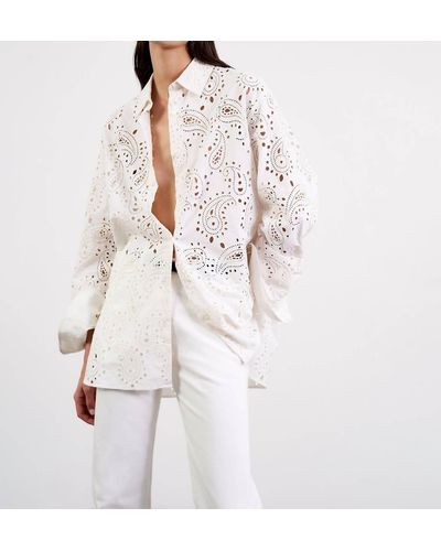 Nili Lotan Mael Embroidered Poplin Shirt - White