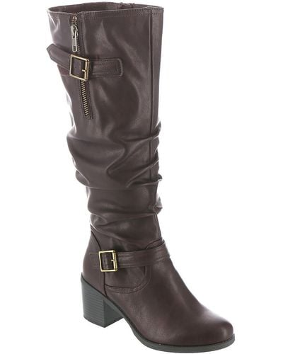 White Mountain Desirable Faux Leather Slouchy Knee-high Boots - Black