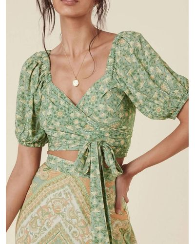 Spell Madame Peacock Sweetheart Blouse - Green