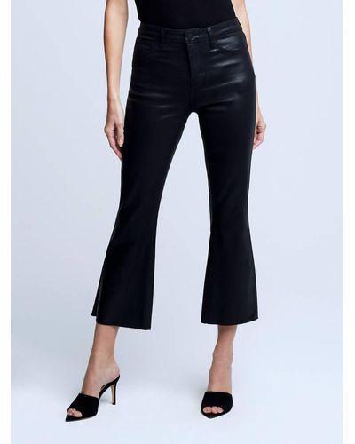 L'Agence Noir Sophia High Rise Cropped Flare Pants & Capri in Black