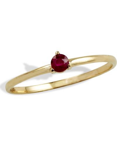 Savvy Cie Jewels 14kt Gold 3 Prong Single Ruby Stone Ring - Red