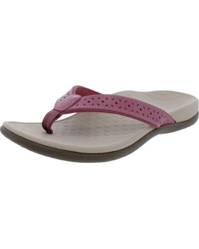 Vionic Tideperf Leather Laser Thong Sandals - Pink