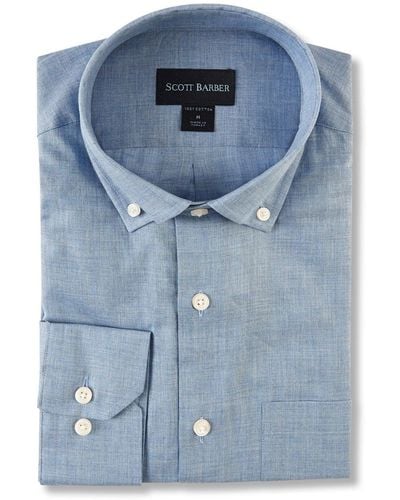 Scott Barber Heathered Chambray Solid - Blue