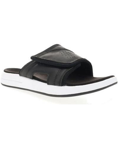 Propet Emerson Leather Casual Slide Sandals - Black
