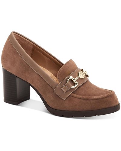 Giani Bernini Porshaal Suede Embellished Loafer Heels - Brown