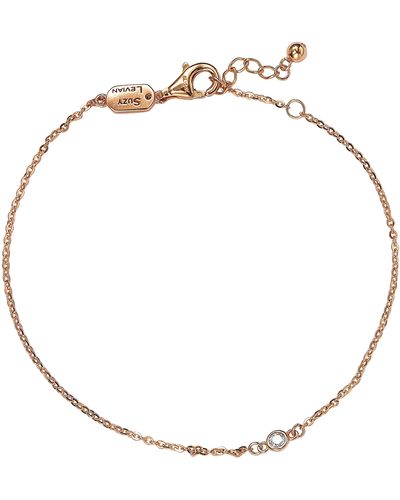 Suzy Levian 1/7 Ct Tdw 14k Rose Gold Diamond Solitaire Bracelet - Pink
