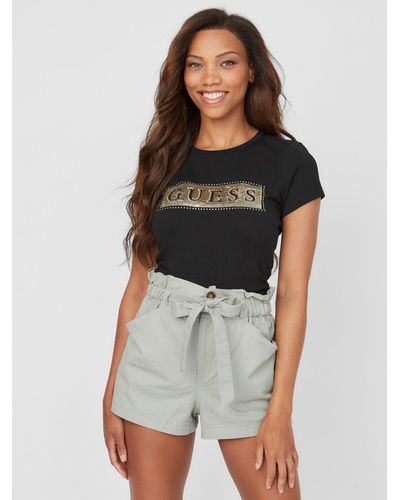 Guess Factory Steel Sequin And Rhinestone Tee - Black