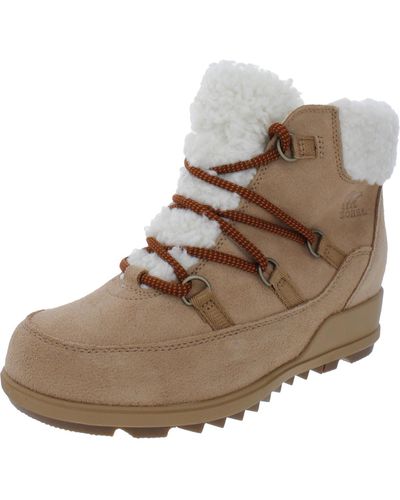 Sorel Evie Cozy Suede Faux Fur Hiking Boots - Brown