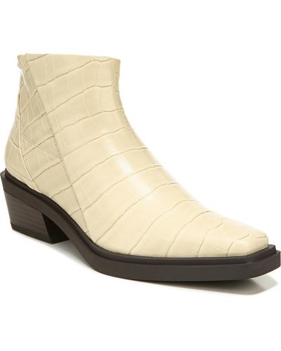 Franco Sarto Fina Faux Leather Square Toe Ankle Boots - Natural