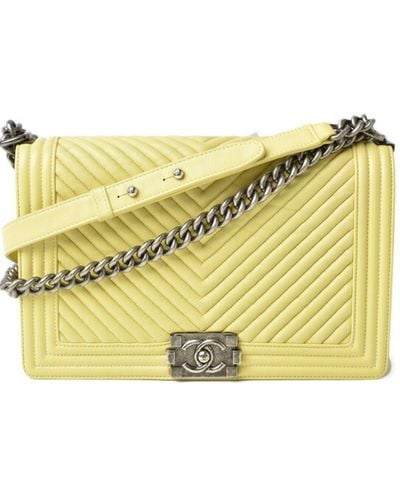 Chanel Boy Leather Shoulder Bag (pre-owned) - Yellow