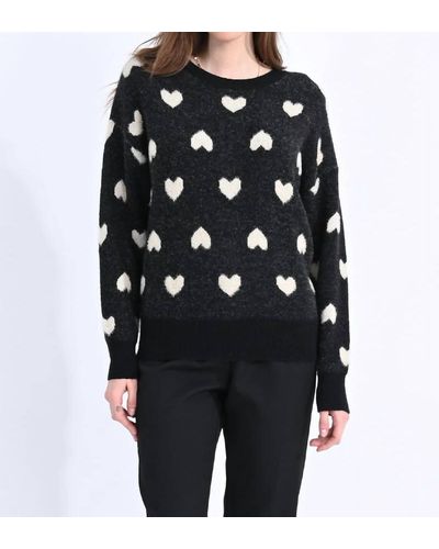 Molly Bracken Heart Patterned Knitted Sweater - Black