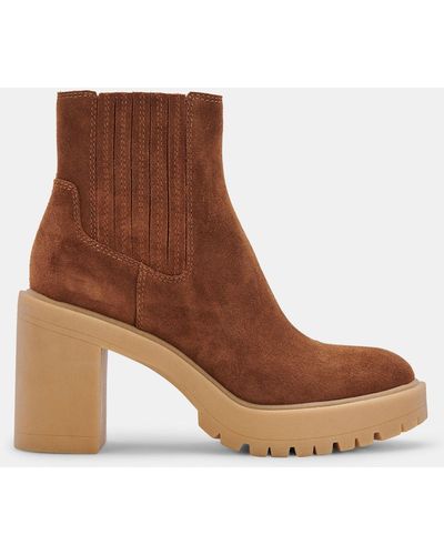 Dolce Vita Caster H2o Booties Camel Suede - Brown