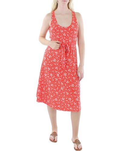 Lauren by Ralph Lauren Floral Midi Fit & Flare Dress - Red