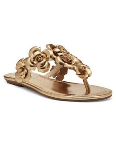 Jessica Simpson Ginima Faux Leather Thong Flat Sandals - Metallic