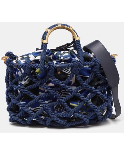 Chanel Color Cotton Rope Large Shopper Tote - Blue