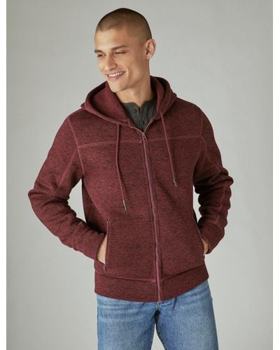 Lucky Brand Los Feliz Fleece Full Zip Hoodie - Red