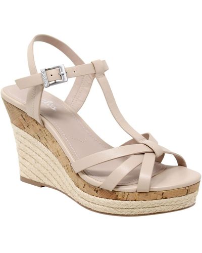 Charles David Little Faux Leather Strappy Wedge Sandals - Metallic