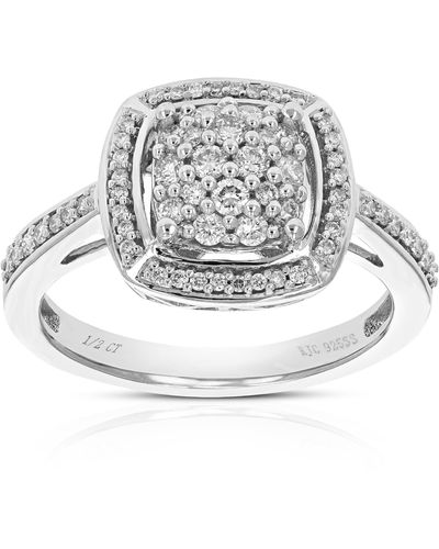 Vir Jewels 1/2 Cttw Round Cut Lab Grown Diamond Prong Set Engagement Ring .925 Sterling - Metallic