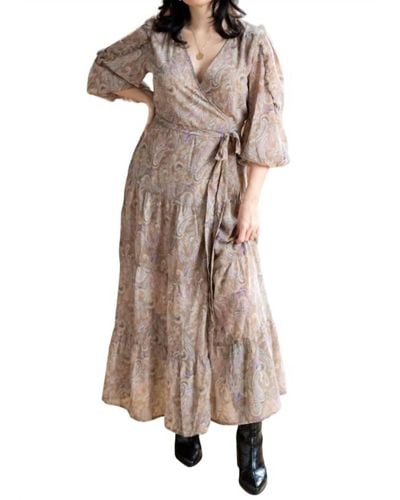 Elan Paisley Wrap Maxi Dress - Natural