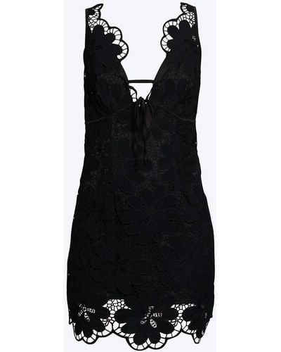 For Love & Lemons Malika Embroidered Lace Mini Dress - Black