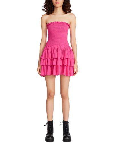 Betsey Johnson Tiered Crinkled Mini Dress - Pink