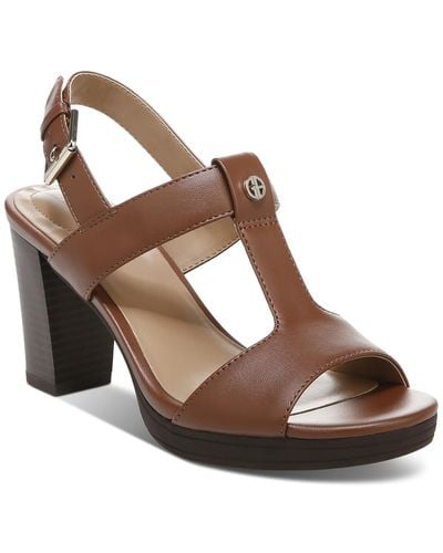 Giani Bernini Paulette Faux Leather Buckle Slingback Sandals - Brown