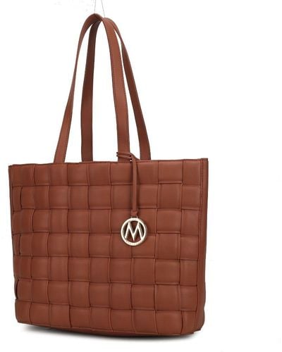 MKF Collection by Mia K Rowan Woven Vegan Leather Tote Bag - Brown