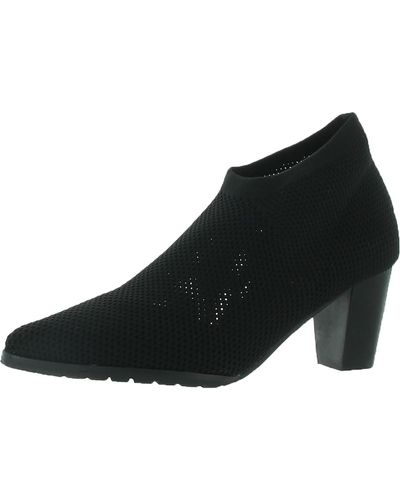 All Black Pt Pullon Mesh Pointed Toe Ankle Boots - Black
