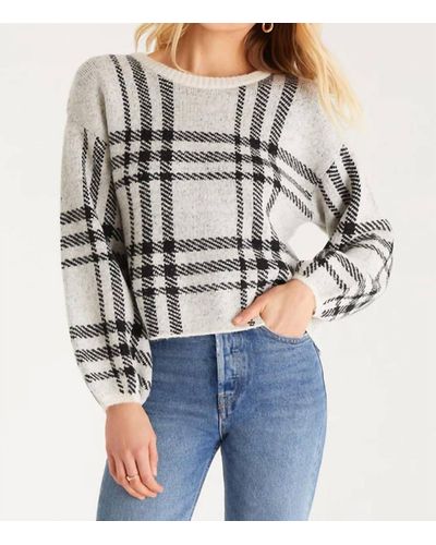 Z Supply Solange Plaid Sweater - Gray