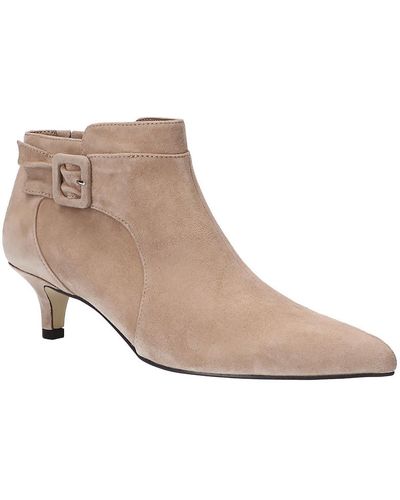 Bella Vita Bindi Suede Pointed Toe Ankle Boots - Natural