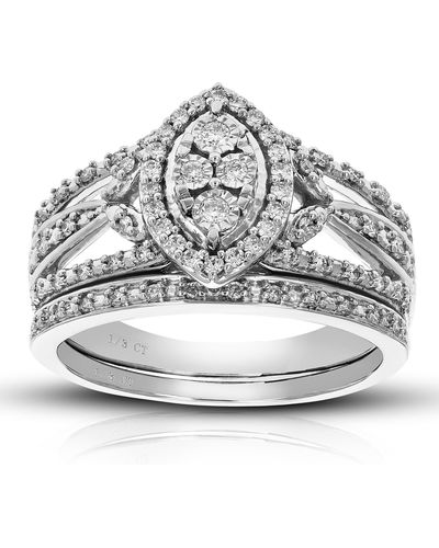 Vir Jewels 1/3 Cttw Lab Grown Diamond Round Cut Wedding Engagement Ring Bridal Set .925 Sterling Prong Set - Gray