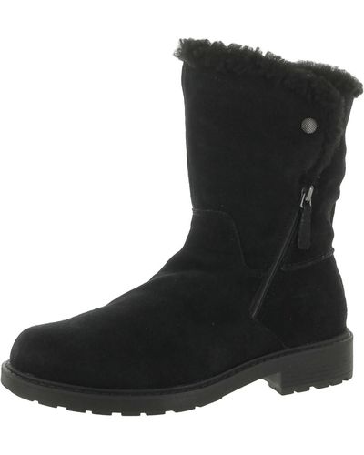 Clarks Opal Zip Suede Pull On Winter & Snow Boots - Black