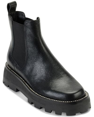 Karl Lagerfeld Mayde Leather Rhinestone Chelsea Boots - Black