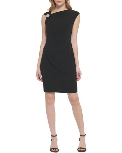 Calvin Klein Ruched Mini Sheath Dress - Black